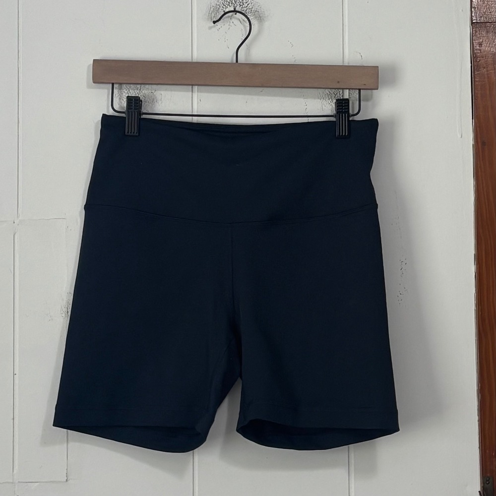 90 Degree by Reflex Womens High Waist Biker Shorts Navy Blue Medium